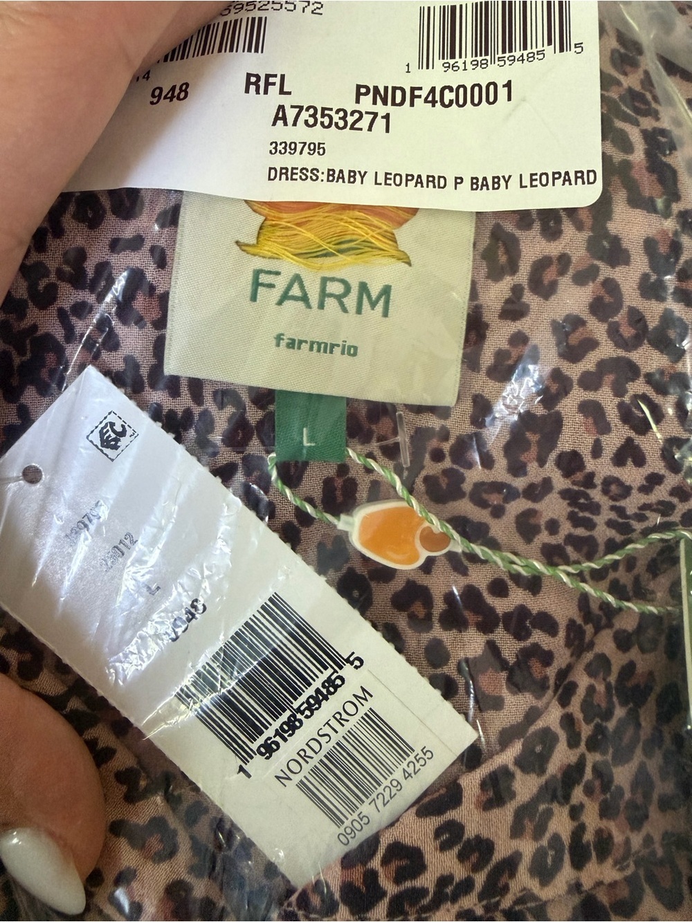 FARM Rio Pink Baby Leopard Long Sleeve Angled Frill Maxi Dress Size Large NWT - Picture 7 of 8